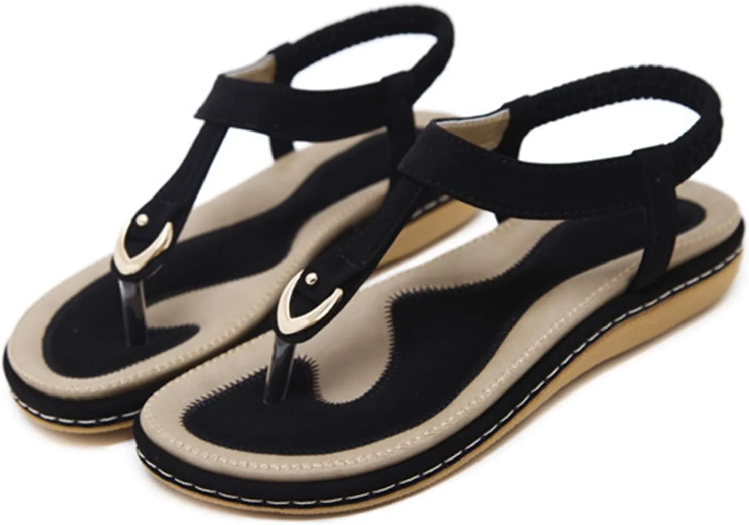 Sandals for Women Arch Support Open Toe Soft Beach Slip-On Wedge Platform with Twist Knot Bow Summer Non Slip Dressy Flat 2025 Bohemian T-Strap Low Heel Slipper Flip Flop Thong