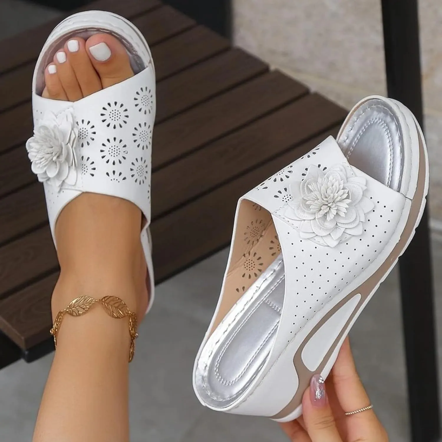 Sandals for Women Arch Support Open Toe Soft Insole Beach Vacation Slingback Twist Knot Bow Orthopedic Low Heel Slipper Platform Summer 2025 Orthopedic Slides Wedges Slip On Sandal