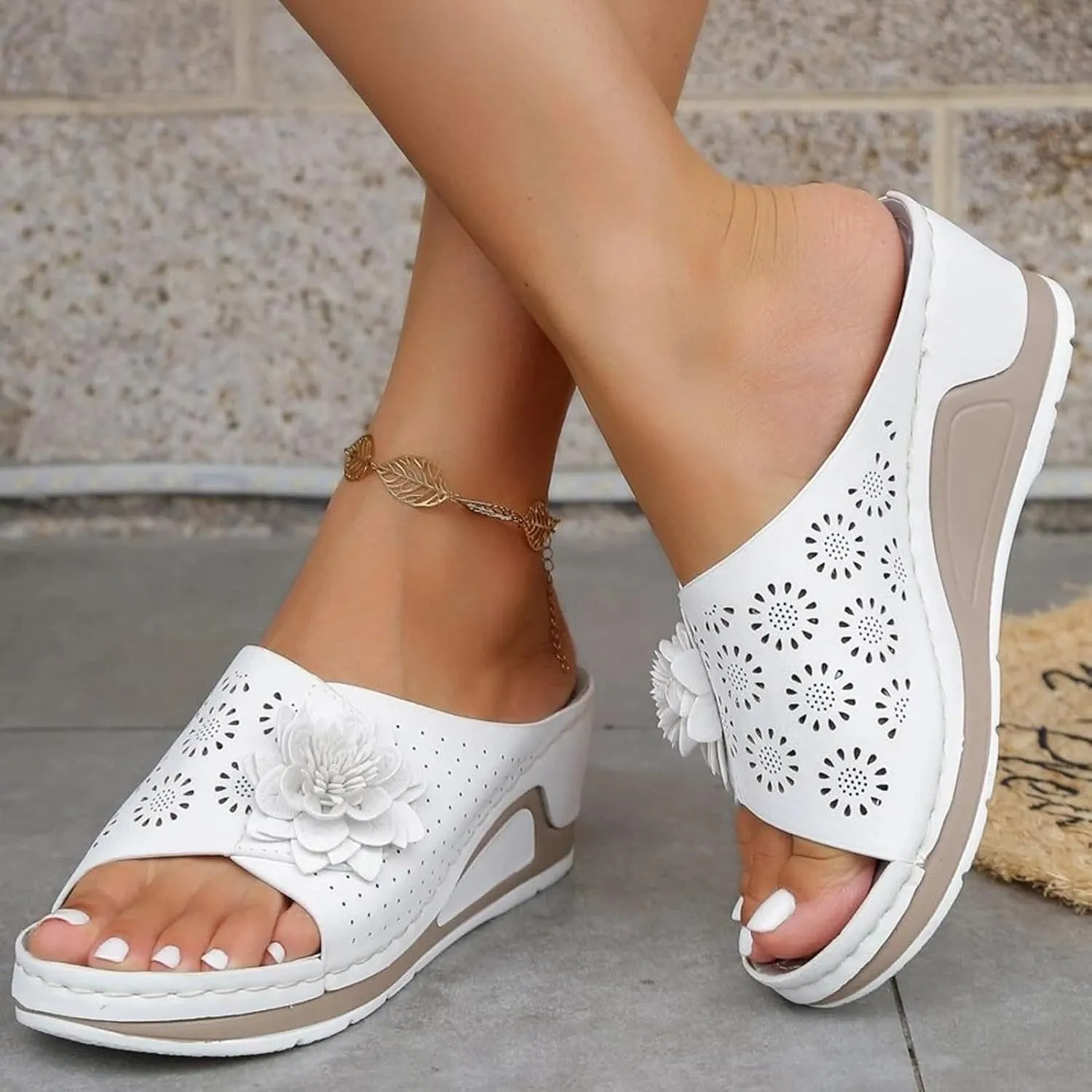 Sandals for Women Arch Support Open Toe Soft Insole Beach Vacation Slingback Twist Knot Bow Orthopedic Low Heel Slipper Platform Summer 2025 Orthopedic Slides Wedges Slip On Sandal