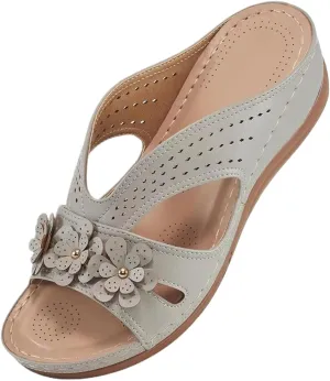 Sandals for Women Wedge Shoes 2025 Slip On Dressy Summer Slides Footbed Cushion Walking Platform Low Heels Arch Support Sandal Orthopedic Slippers Slides Summer Casual Shoes Vintage Flip Flop