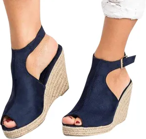 Sandals for Women Wide Width,Open Toe Ankle Strap Wedges Sandal Sexy Snakeskin Flatform Sandals Slingbacks Heeled Sandals