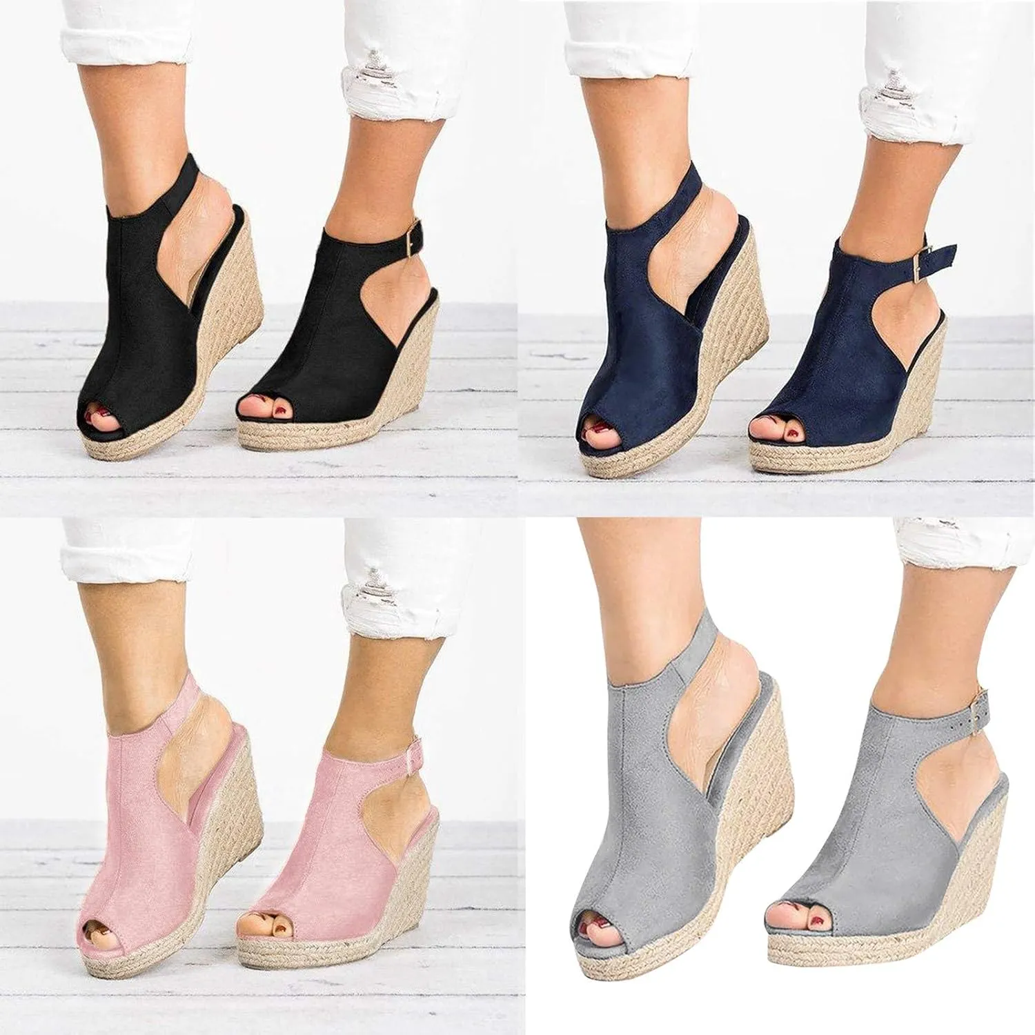 Sandals for Women Wide Width,Open Toe Ankle Strap Wedges Sandal Sexy Snakeskin Flatform Sandals Slingbacks Heeled Sandals