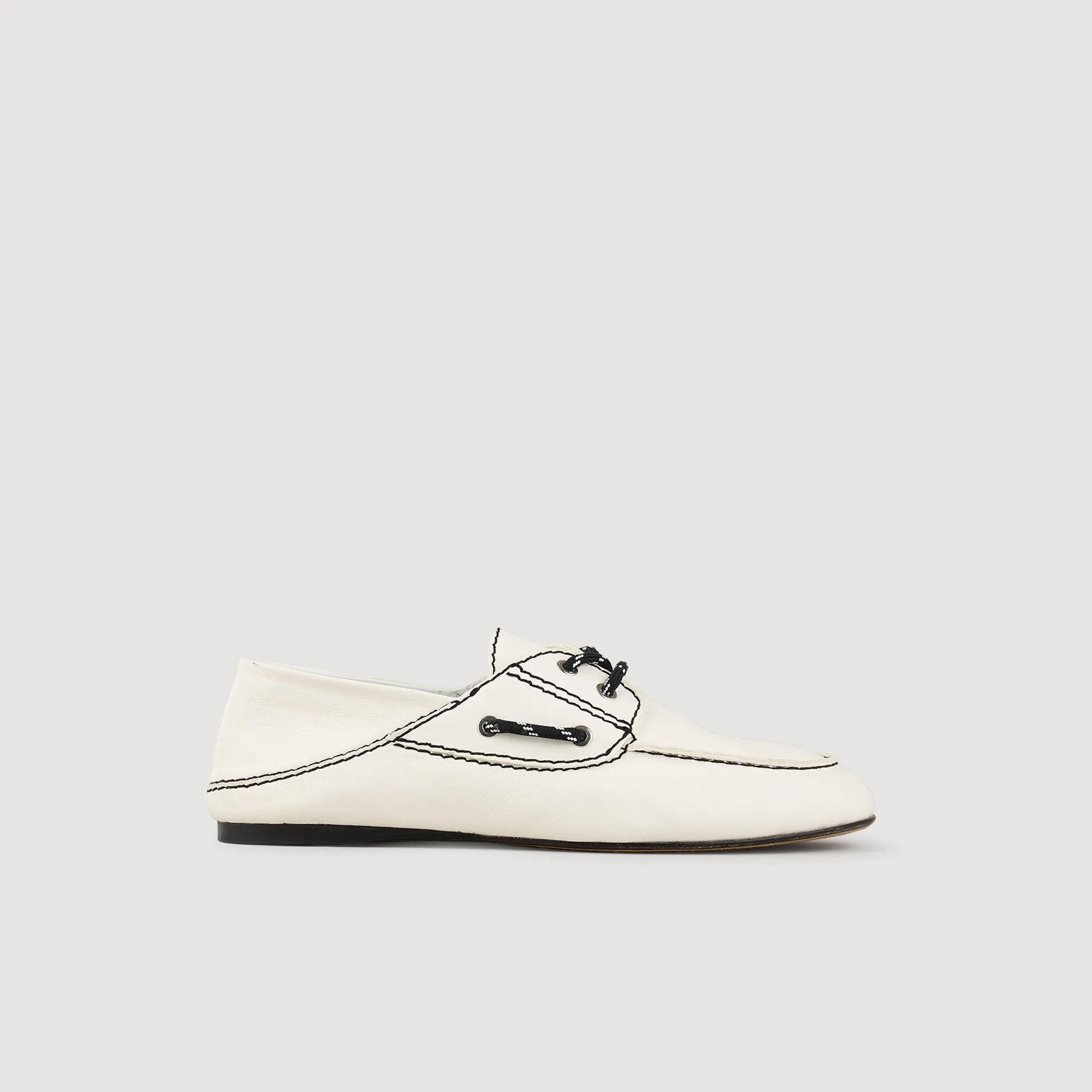 Sene Leather Boat Shoe Loafers White