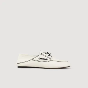Sene Leather Boat Shoe Loafers White