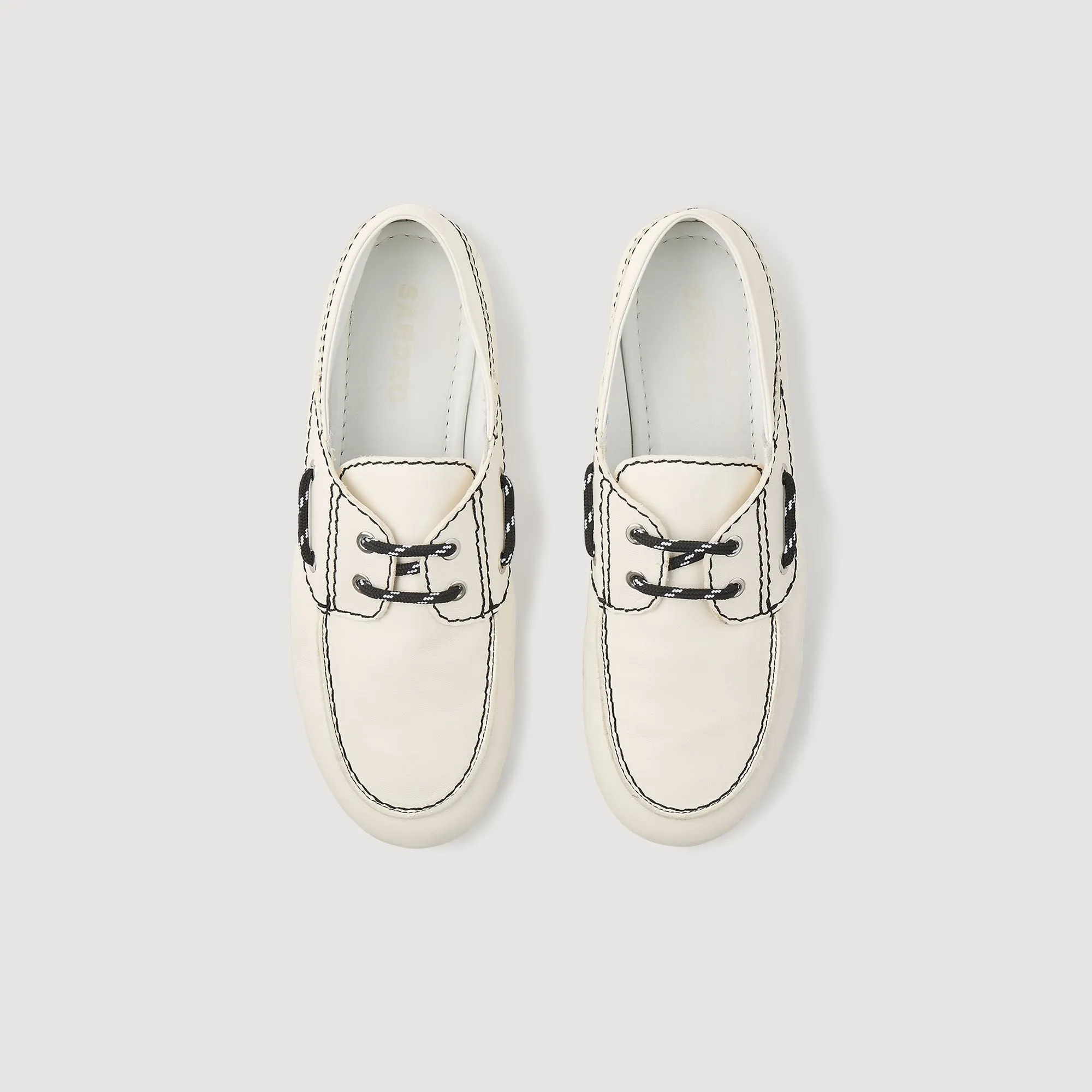 Sene Leather Boat Shoe Loafers White