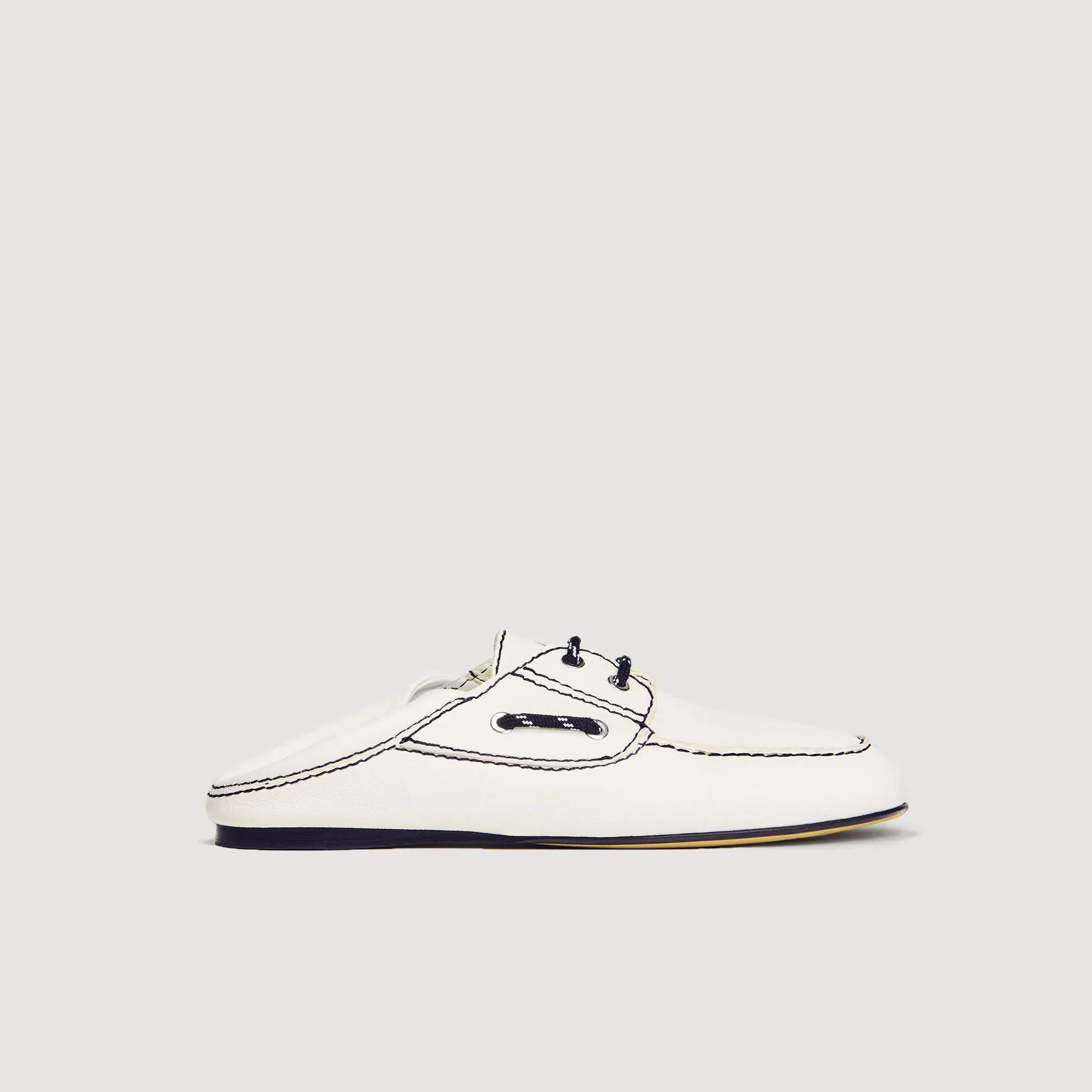 Sene Leather Boat Shoe Loafers White