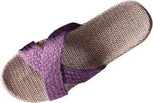 Silent Home Slippers New Women's Indoor Breathable Couples Home Linen Knitted Slippers In Summer