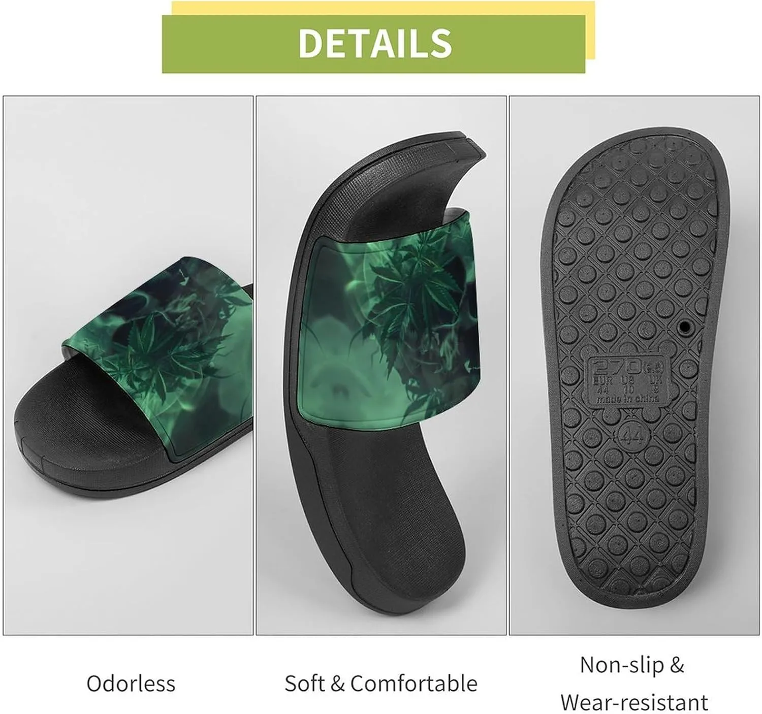 Skull Smoke Weed Home Slippers Non-Slip Open Toe PVC Shower Slippers Sandals for Men Women