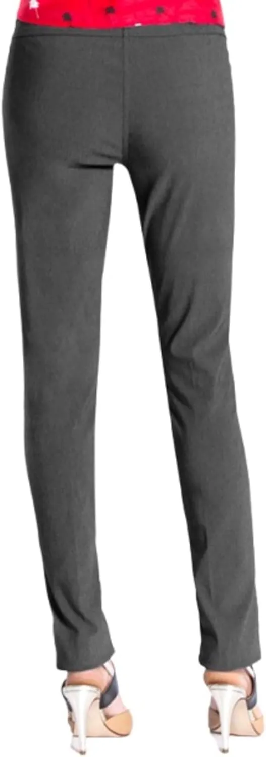 SLIM-SATION Women Slimming Tummy Control Wide Band Regular Length Pull-on Straight Leg Pant