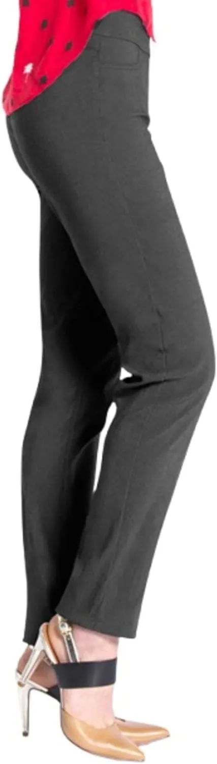 SLIM-SATION Women Slimming Tummy Control Wide Band Regular Length Pull-on Straight Leg Pant