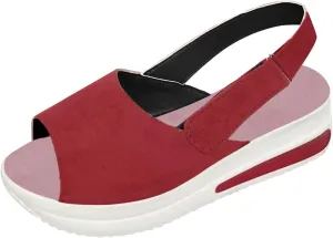 Slingback Sandals for Women Summer Comfy Open Toe Ankle Strap Hook&Loop Wedge Mouth Casual Dressy 2025 Platform Beach Shoes Shallow Non-Slip Espadrilles Trendy Slip On Buckle Wedges Flats