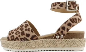 SODA Clip Womens Casual Espadrilles Trim Flatform Studded Wedge