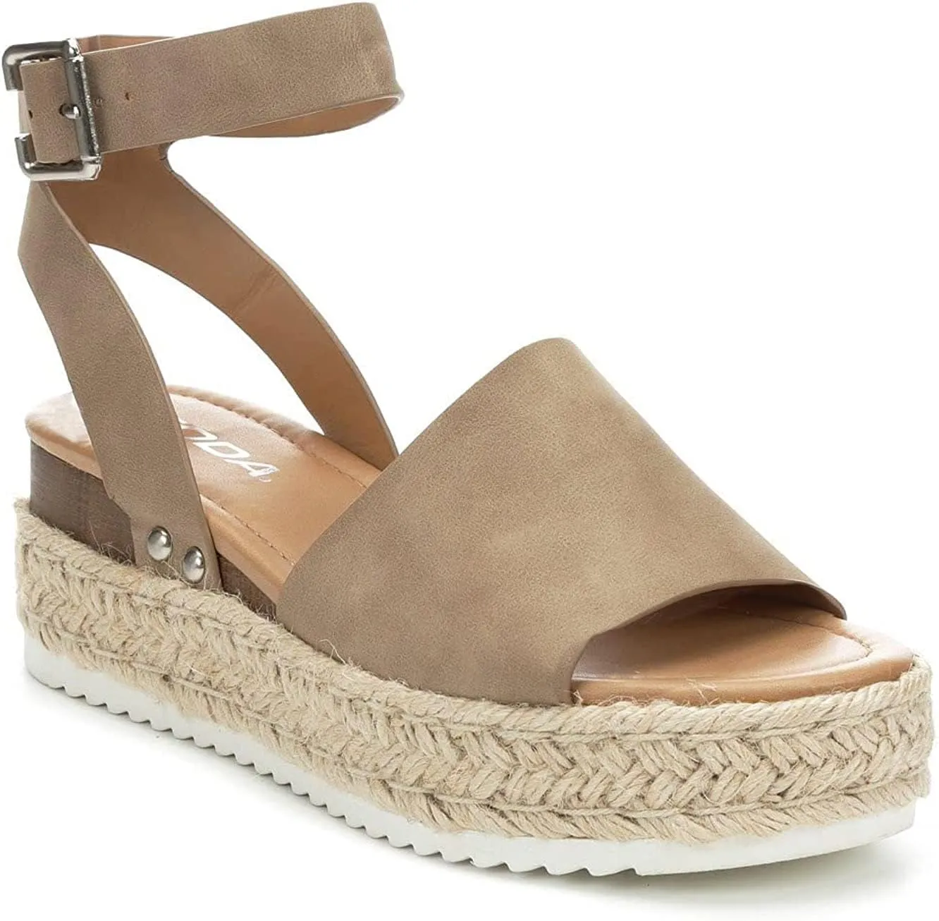 SODA Clip Womens Casual Espadrilles Trim Flatform Studded Wedge