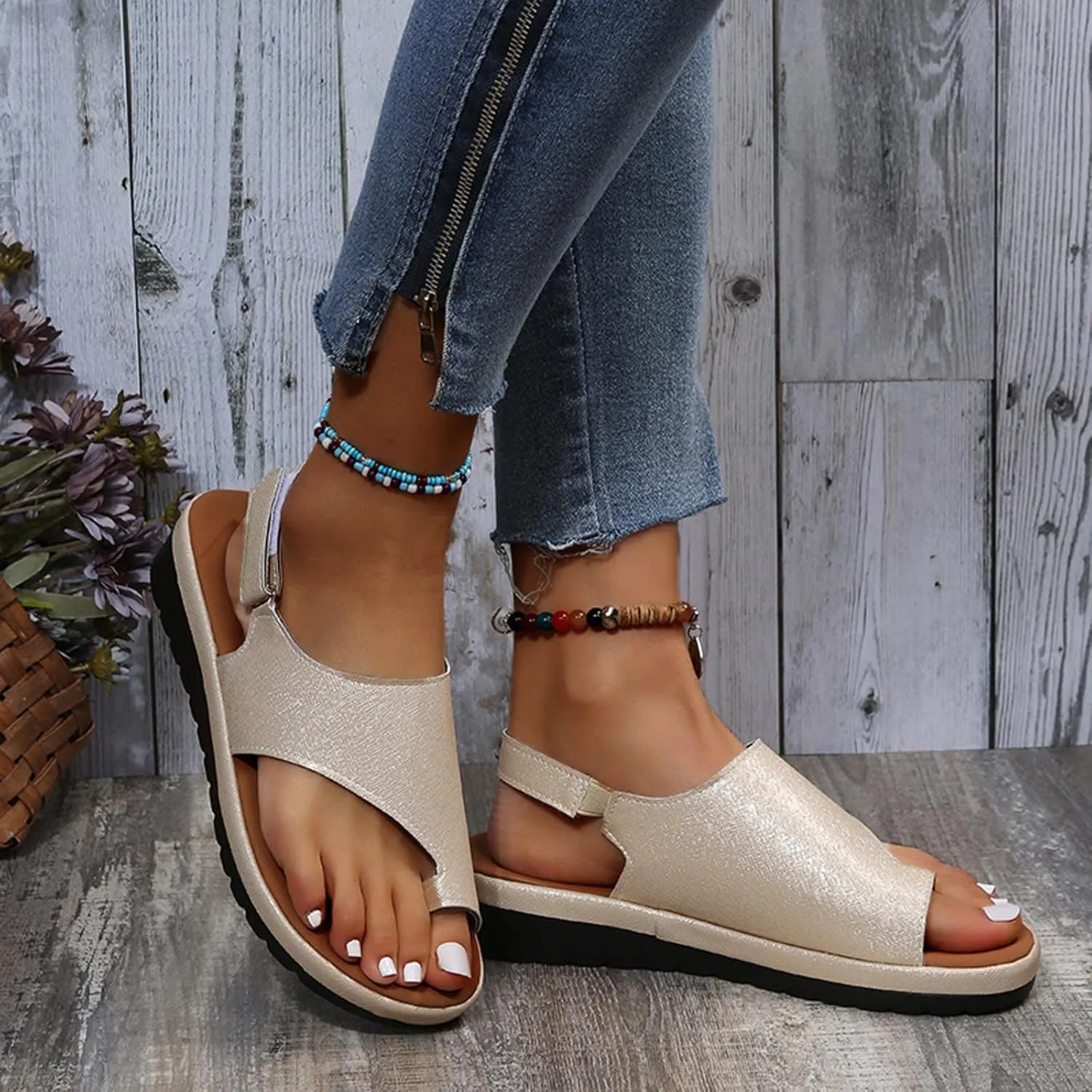 Summer Wedge Heel Open Clip Toe Sandals for Women Comfortable Casual Footwear Trendy Flats for Everyday Use