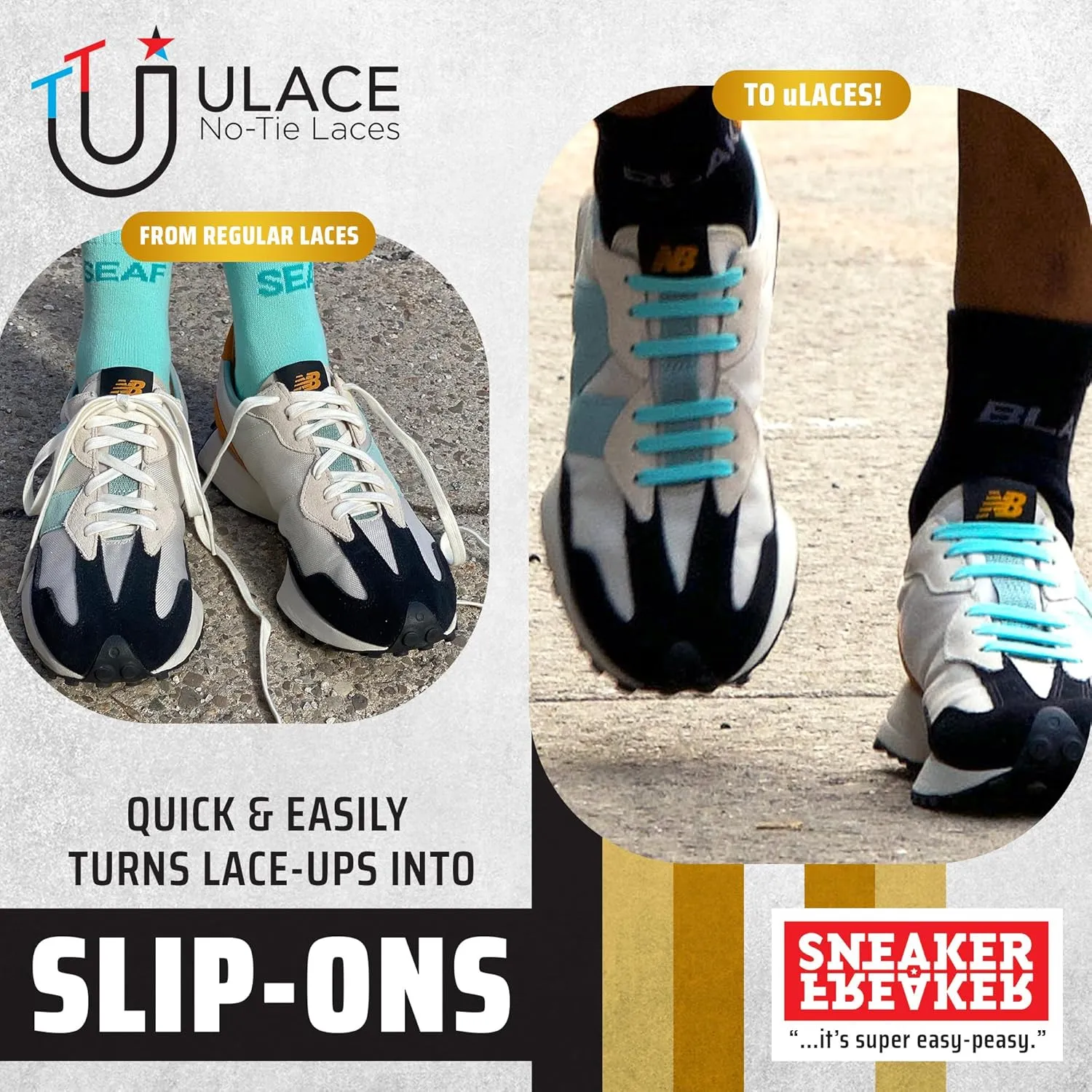 uLace Shorts No-Tie Shoelaces - Elastic Shoe Laces for Sneakers | Stretchy, Elastic Laces | Easy Installation | Eyelet Span