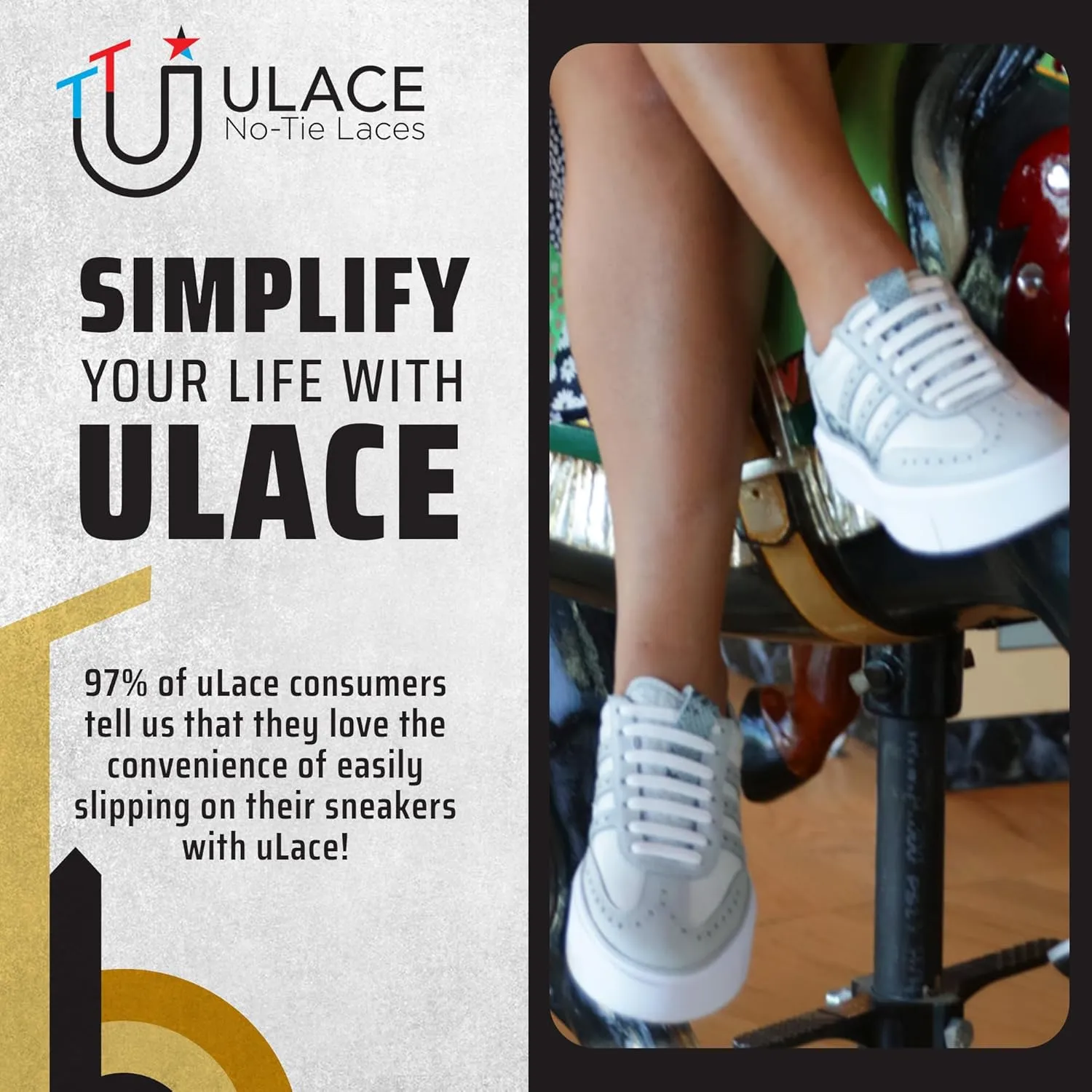 uLace Shorts No-Tie Shoelaces - Elastic Shoe Laces for Sneakers | Stretchy, Elastic Laces | Easy Installation | Eyelet Span