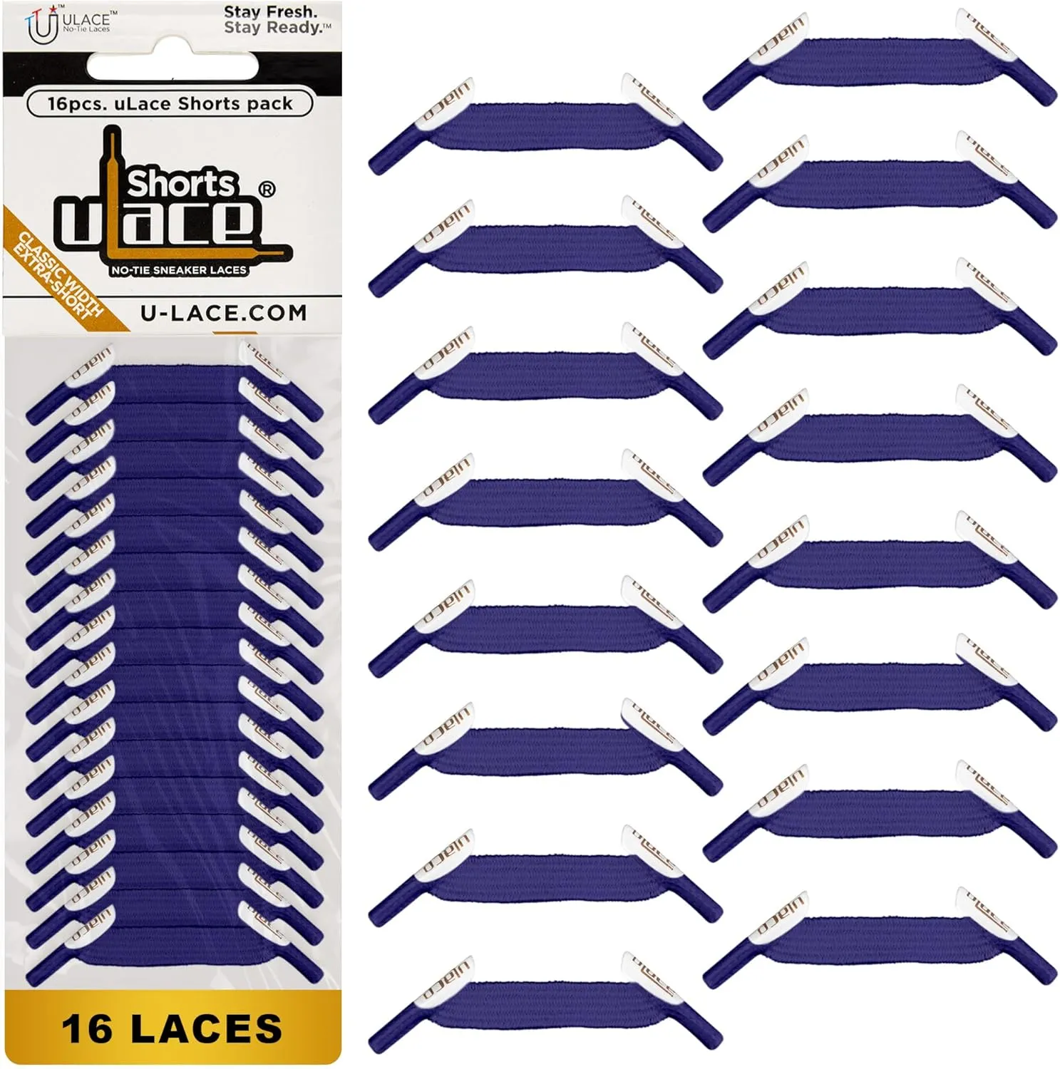 uLace Shorts No-Tie Shoelaces - Elastic Shoe Laces for Sneakers | Stretchy, Elastic Laces | Easy Installation | Eyelet Span