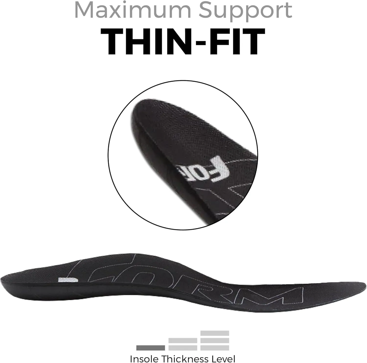 Ultra-Thin Plantar Fasciitis Insoles Designed for Comfort & Maximum Pain Relief, Ideal for Dress Shoes & Boots | Black (Men's 10-10.5, Women's 11.5-12)