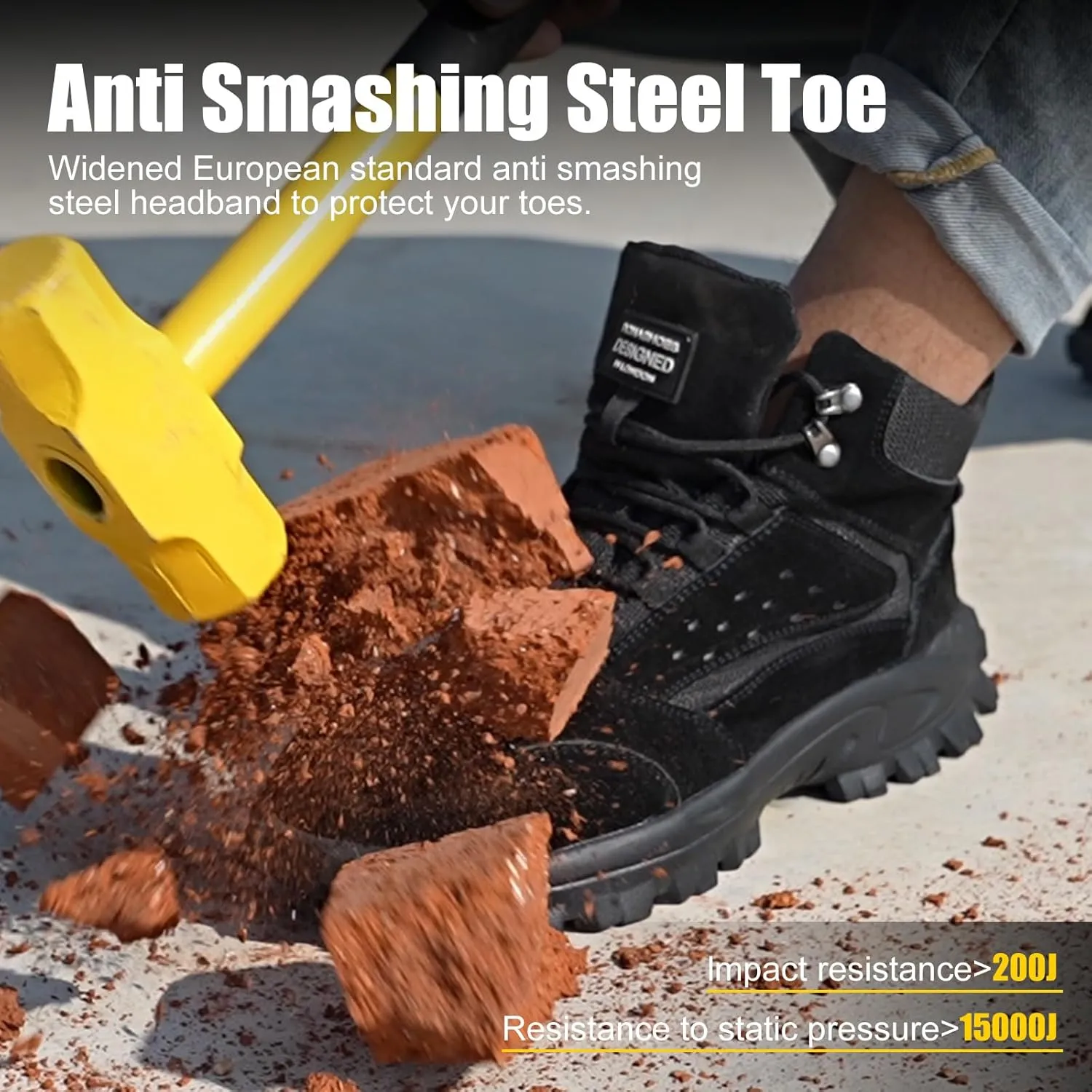 Unisex-Adults Steel Toe Chelsea Boots, Men's Industrial Construction Shoes, Waterproof, Lightweight, Comfortable, Non-slip Safety Boots