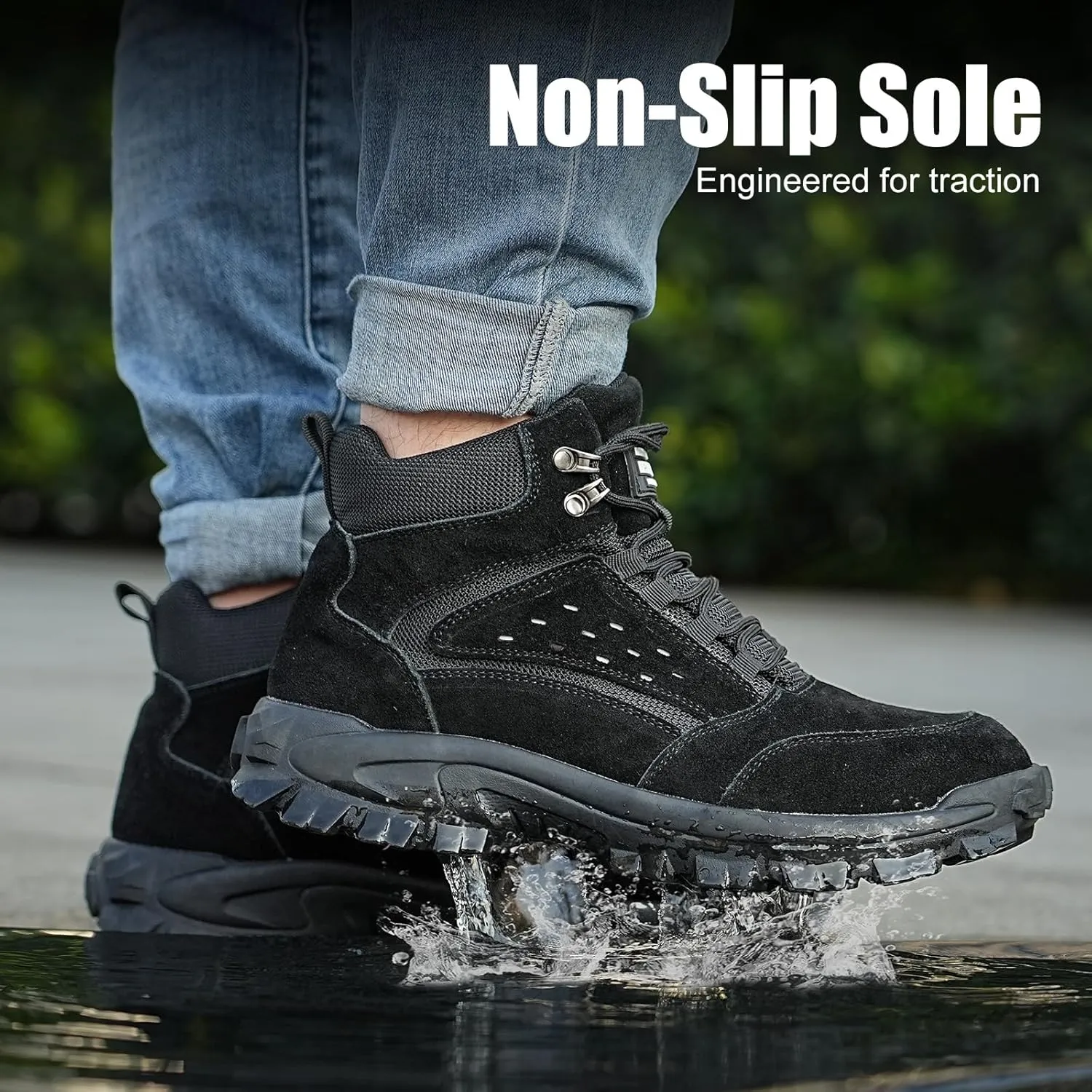 Unisex-Adults Steel Toe Chelsea Boots, Men's Industrial Construction Shoes, Waterproof, Lightweight, Comfortable, Non-slip Safety Boots
