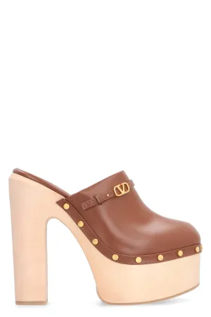 Valentino Garavani - Tan-Go leather platform mules