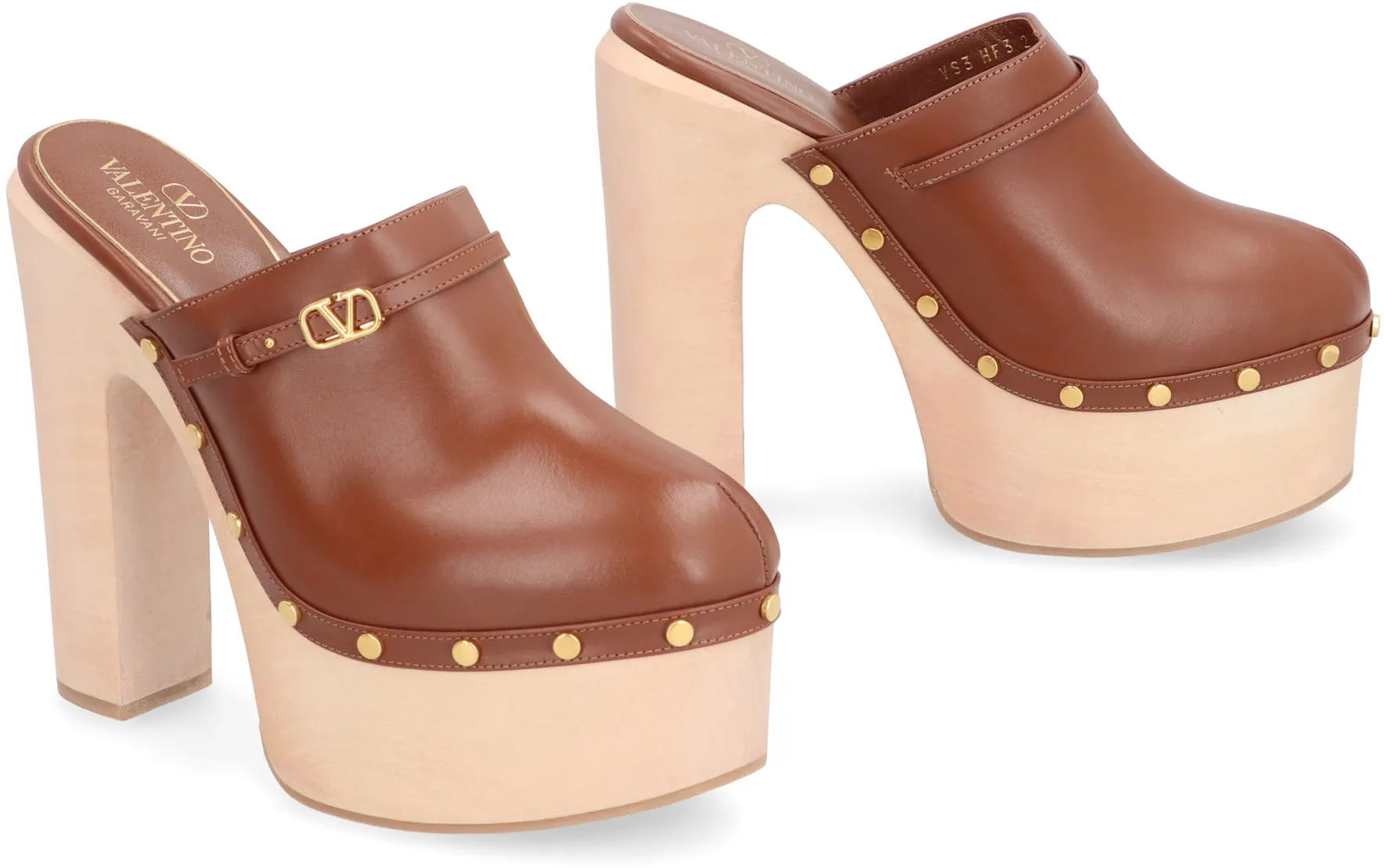 Valentino Garavani - Tan-Go leather platform mules
