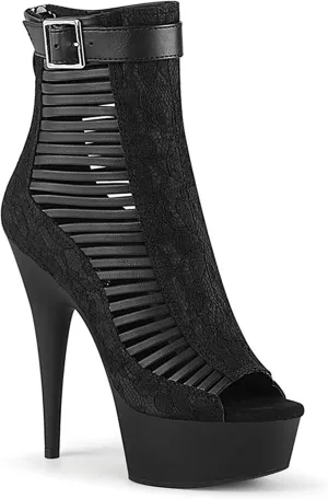 Vujkliy Women's 5.9IN Low-Cut Sandals Stiletto Platform Fish Mouth Open Toe High Heels Fashion Stage Catwalk Boots Black