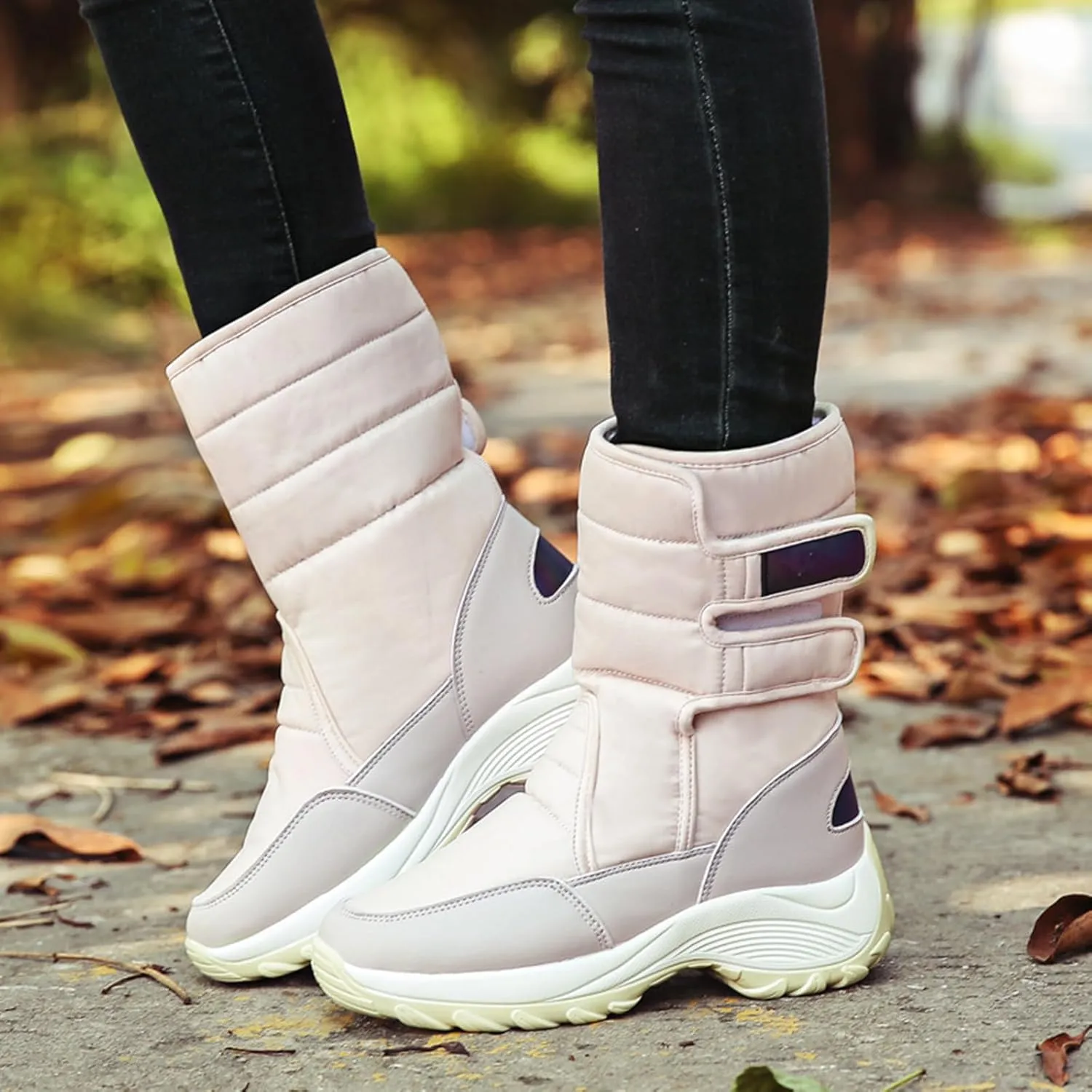 Warm Snow Boots for Women Winter High Top Bootie Anti-Slip Fur Lined Ankle Short Boots Waterproof Slip On Outdoor Shoes