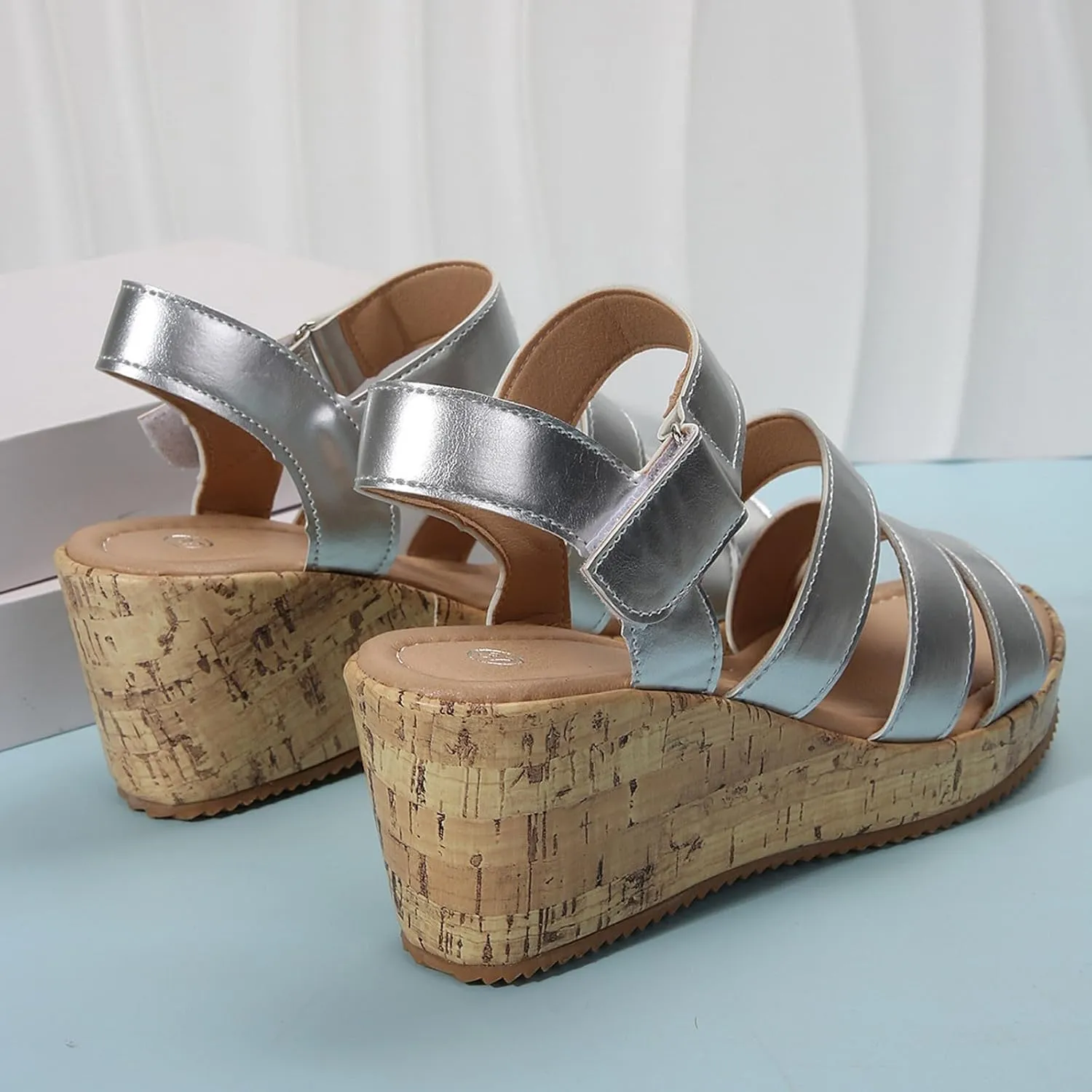 Wedge Sandals for Women Dressy Wide Orthopedic Slides Platform Sandals Gladiator Open Toe Adjustable Ankle Strap Sandal Comfort Slingback Casual Shoes