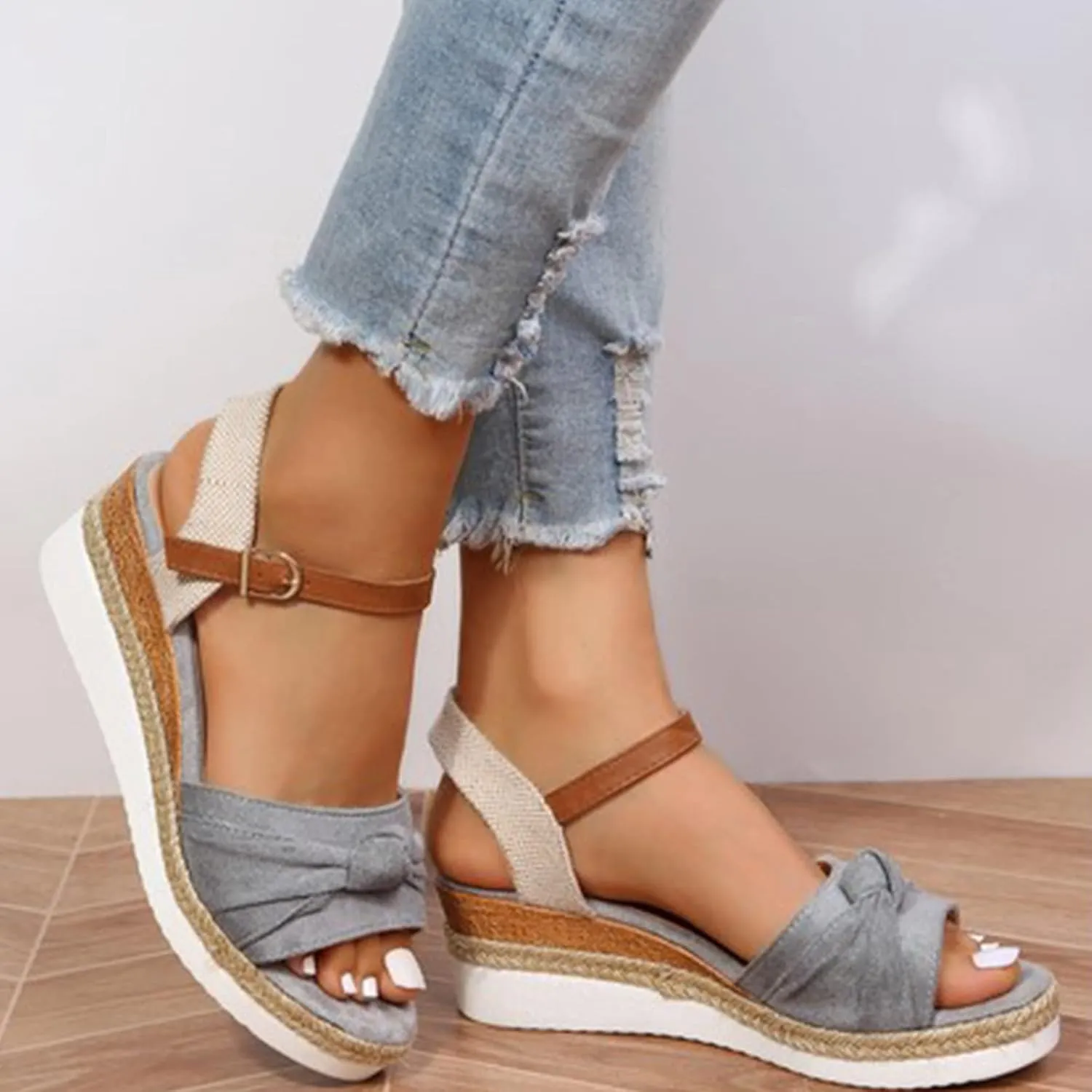 Wedge Sandals for Women Platform Wedge Heels Wide Width Comfortable Espadrilles for Women Open Toe Ankle Strap Wedges Heels Sandals Dressy Summer Fishmouth Slip On Lightweight Sandal