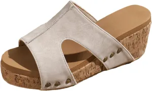Wide Width Platform Wedge Sandals for Women Summer Dressy Open Toe Buckle Ankle Strap Ladies Comfortable Low 2025 Slip On Slides Cork Heeled Cutout Vacation Shoes Sandals Heel Sandal Wedges