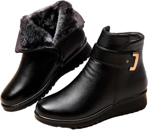 Women Ankle Boots Women Booties Ankle Womans Booties Low Cut Boots for Women Black Leather Ankle Boots for Women Chunky Heel Booties To Wear with Dresses Narrow Ankle