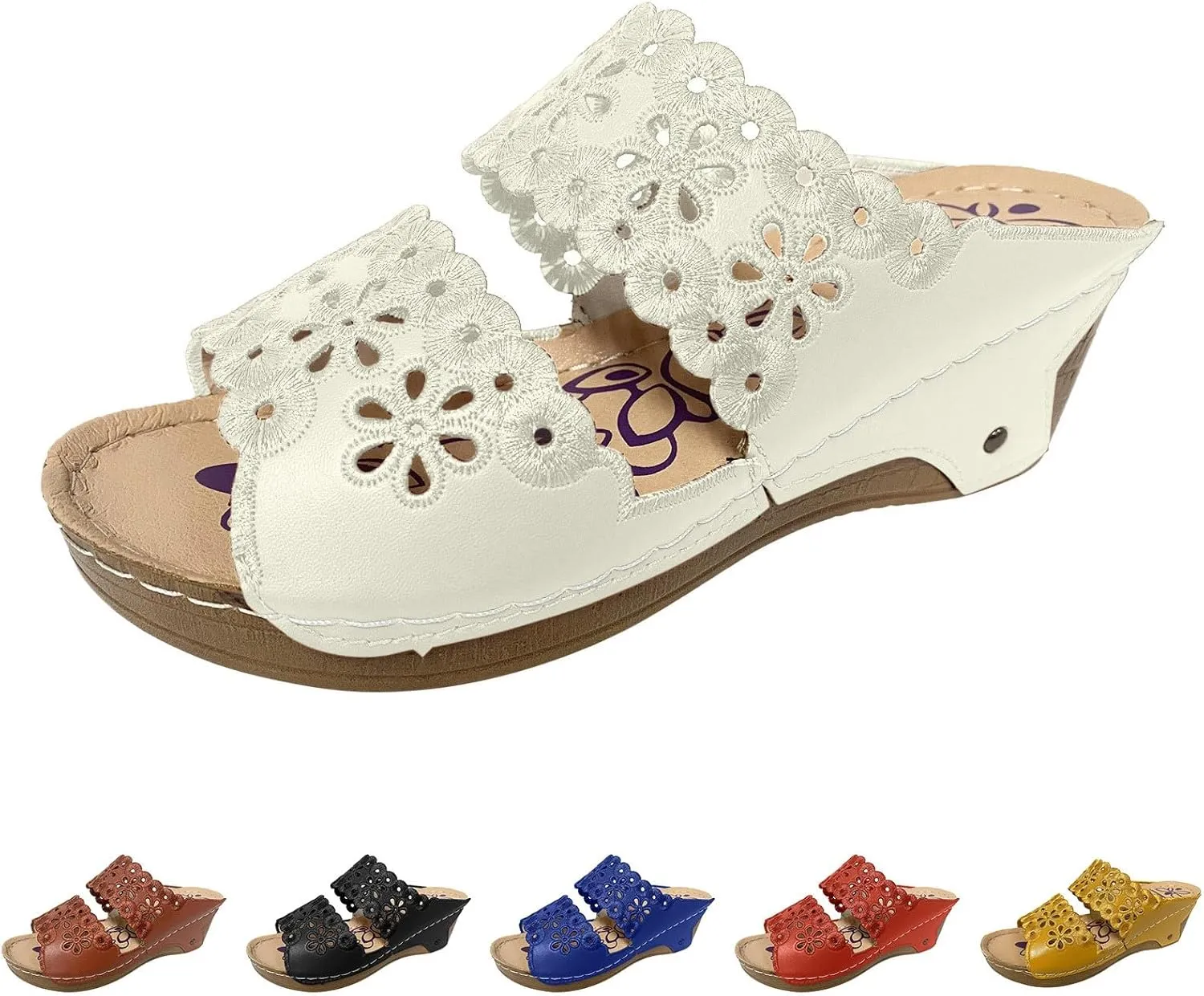 Women Shoes Thick Soled Wedge Sandals Casual Fashion Hollow Embroidery Bohemian Sandals Comfortable Wedges for Women