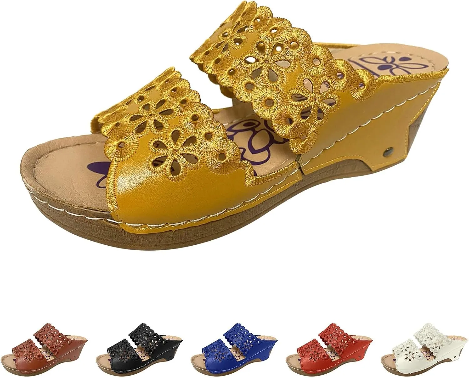 Women Shoes Thick Soled Wedge Sandals Casual Fashion Hollow Embroidery Bohemian Sandals Shoes Womens Leopard 8