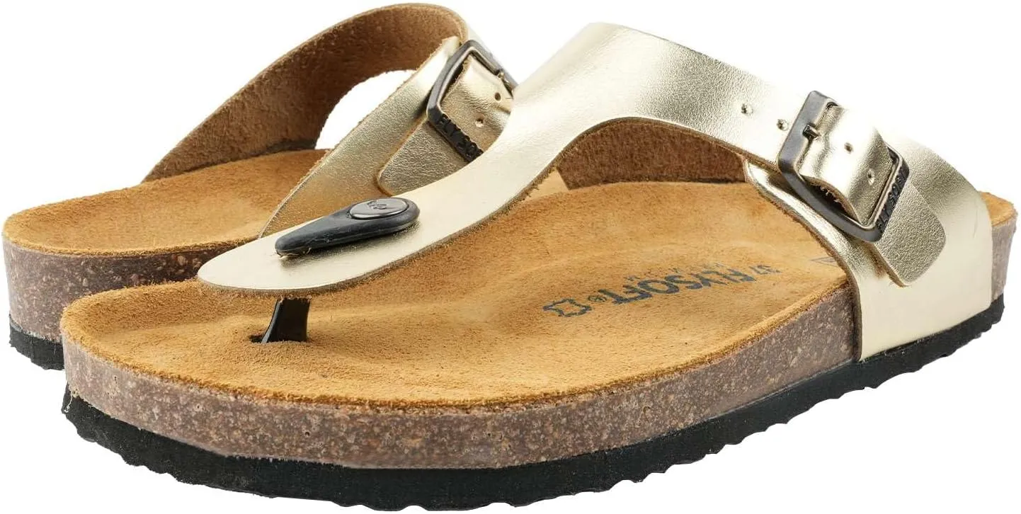 Women's 100% Genuine Leather Sandals - Comfortable Smart Foam Footbed, Slip-On Slides for Summer Wear, Adjustable Fit and Durable Non-Slip Sole