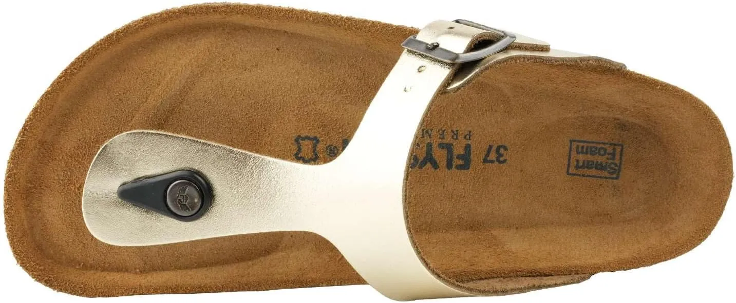 Women's 100% Genuine Leather Sandals - Comfortable Smart Foam Footbed, Slip-On Slides for Summer Wear, Adjustable Fit and Durable Non-Slip Sole