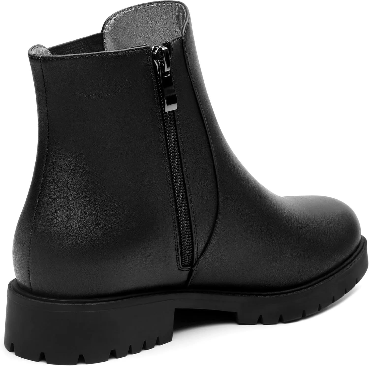 Womens Ankle Boots, Round Toe Low Chunky Heel Chelsea Boots for Women, Chelsea Ankle Booties with ELastic and Zipper 1"
