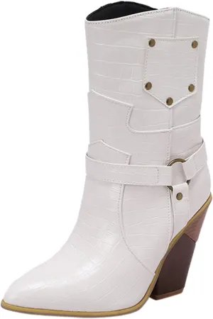 Womens Ankle Boots,Chunky High Heel Booties,Pull On Tabs Cowboy Boots,Fashion Western Boots,Comfy Winter Walking Work Shoes,Stylish Multicolor Leopard Snakeskin Pattern High Heels