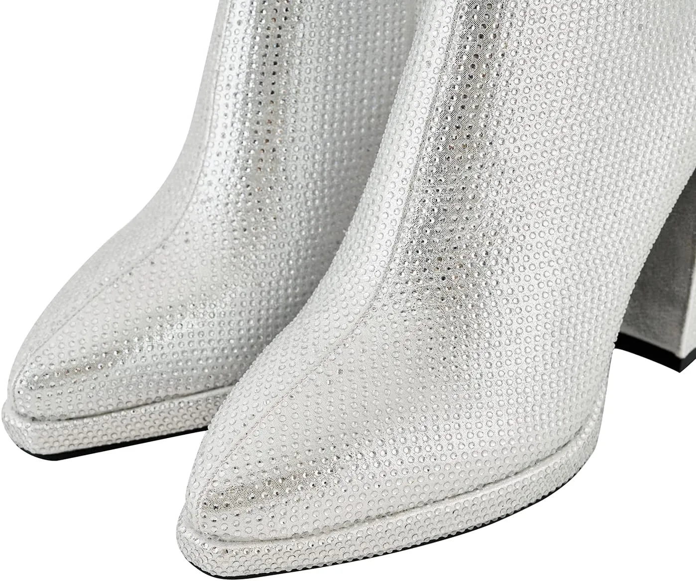 Women's Ankle-High Rhinestone Boots, Silver, Dressy Casual, Club, Casual, Party, Women, Social Event Attendees, Various Ages