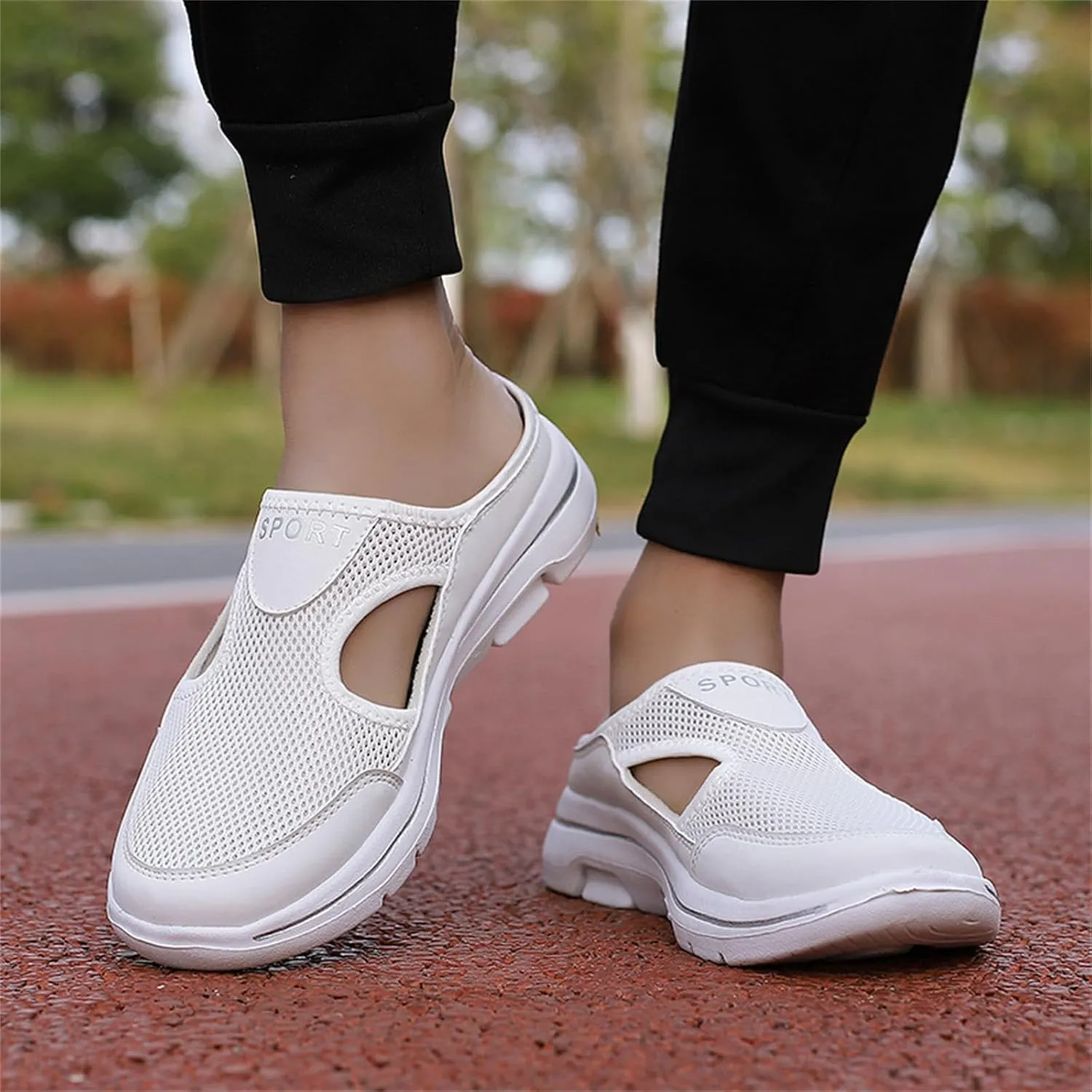Womens Breathable Mesh Open Back Shoes Comfortable Walking Orthopedic Slip on Support Sports Sandals Outdoor Casual Soft Yoga Hiking Loafer Sandals