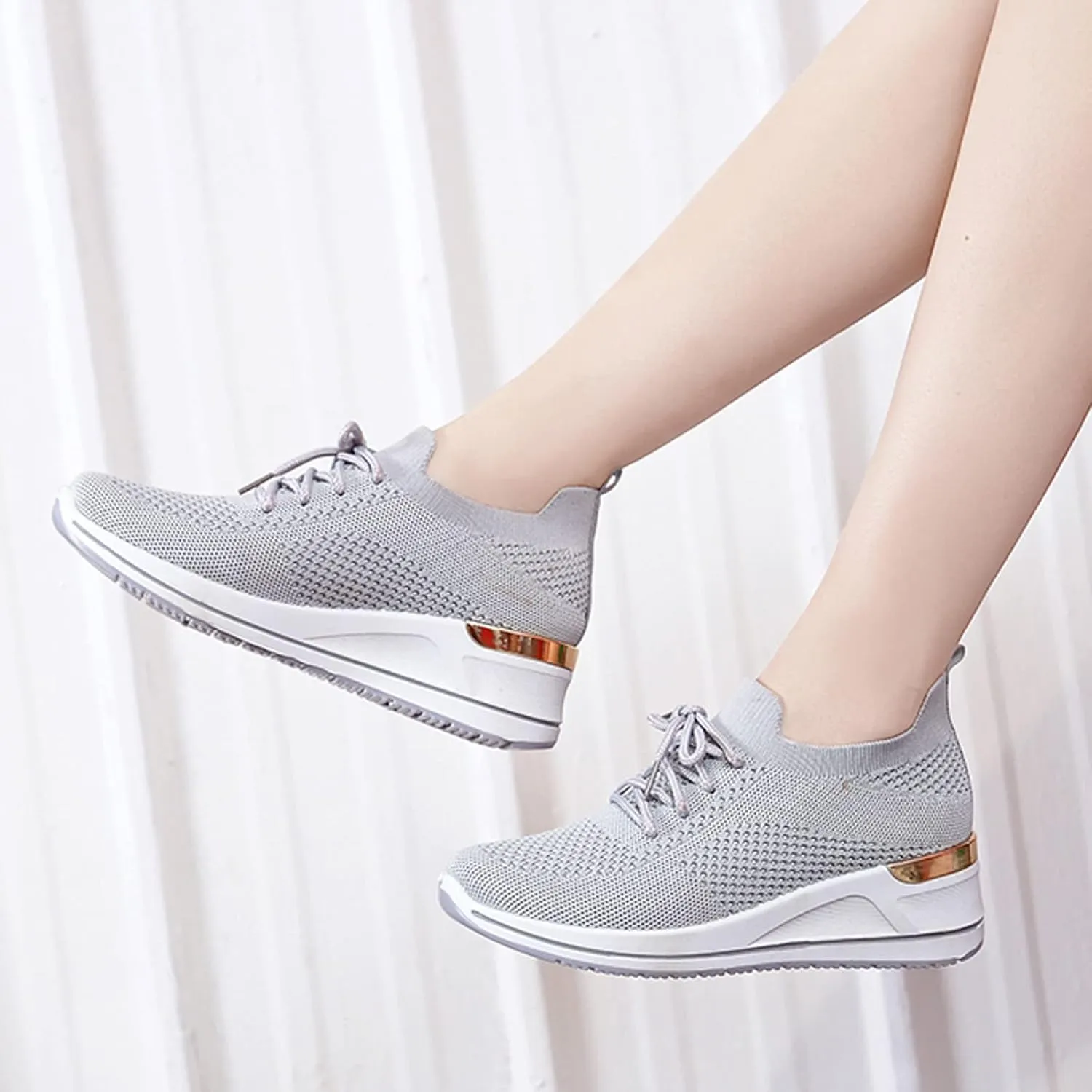 Womens Comfortable Slip On Sneakers Casual Walking Shoes Lightweight Canvas Flats Elastic Non Slip Loafers