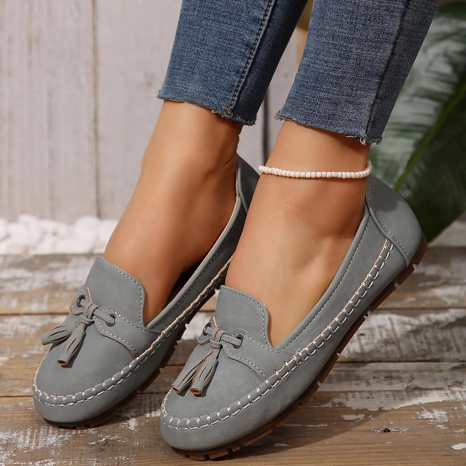 Womens Dress Shoes Flats Dressy Sandals Slip On Round Toe Casual Business Driving Walking Standing All-Day Comfort