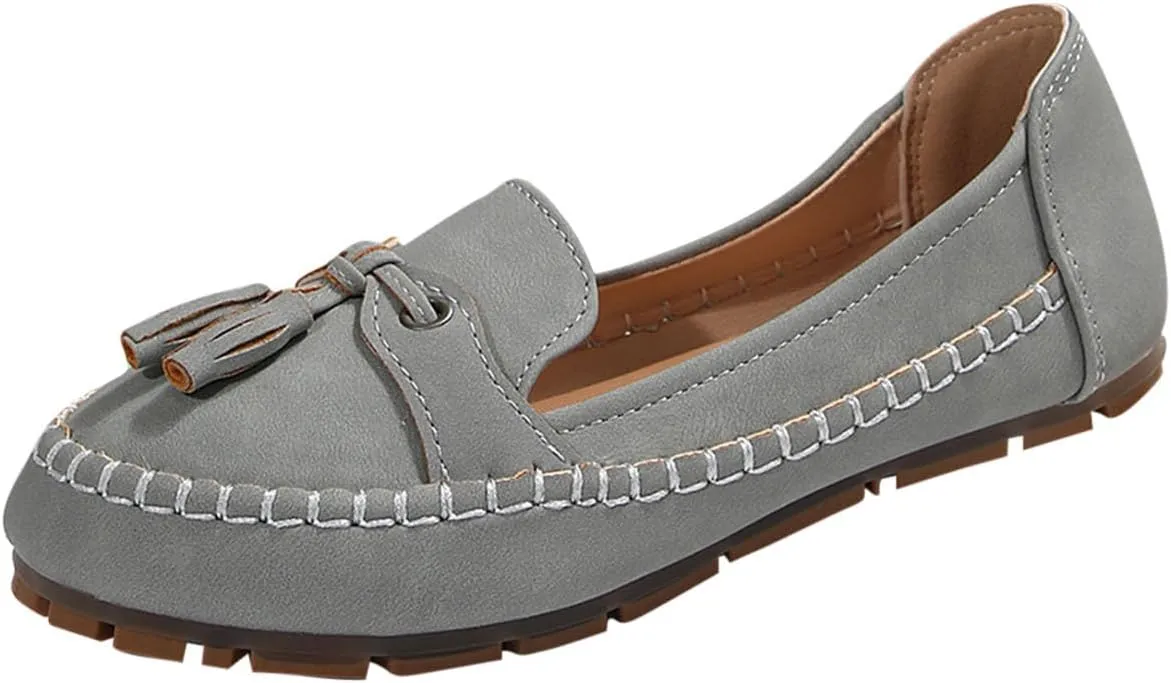 Womens Dress Shoes Flats Dressy Sandals Slip On Round Toe Casual Business Driving Walking Standing All-Day Comfort
