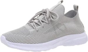 Womens Lightweight Breathable Flat Shoes Stylish Spand Summer Pumps Fashionable Woven Mesh Sports Sneakers Comfortable Red Flats (6.5 UK Gray)