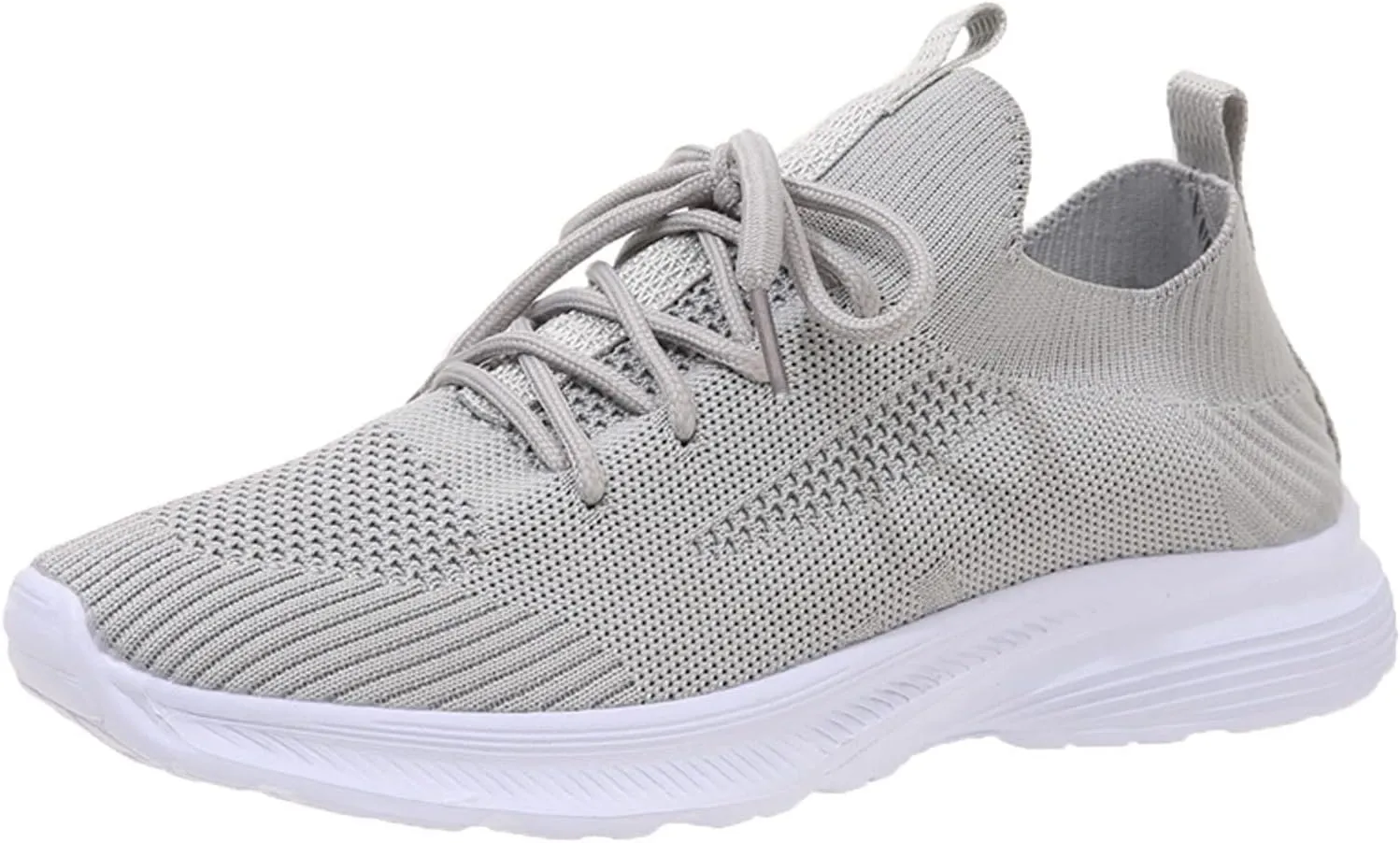 Womens Lightweight Breathable Flat Shoes Stylish Spand Summer Pumps Fashionable Woven Mesh Sports Sneakers Comfortable Red Flats (6.5 UK Gray)