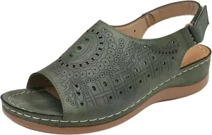 Womens Low Wedge Heel Peep Toe Wedding Party Dress Sandals Shoes Elastic Ankle Strap Orthopedic Comfortable Platform Wedges Sandal Walking Hollow Flat Trendy Work Going Out Slippers