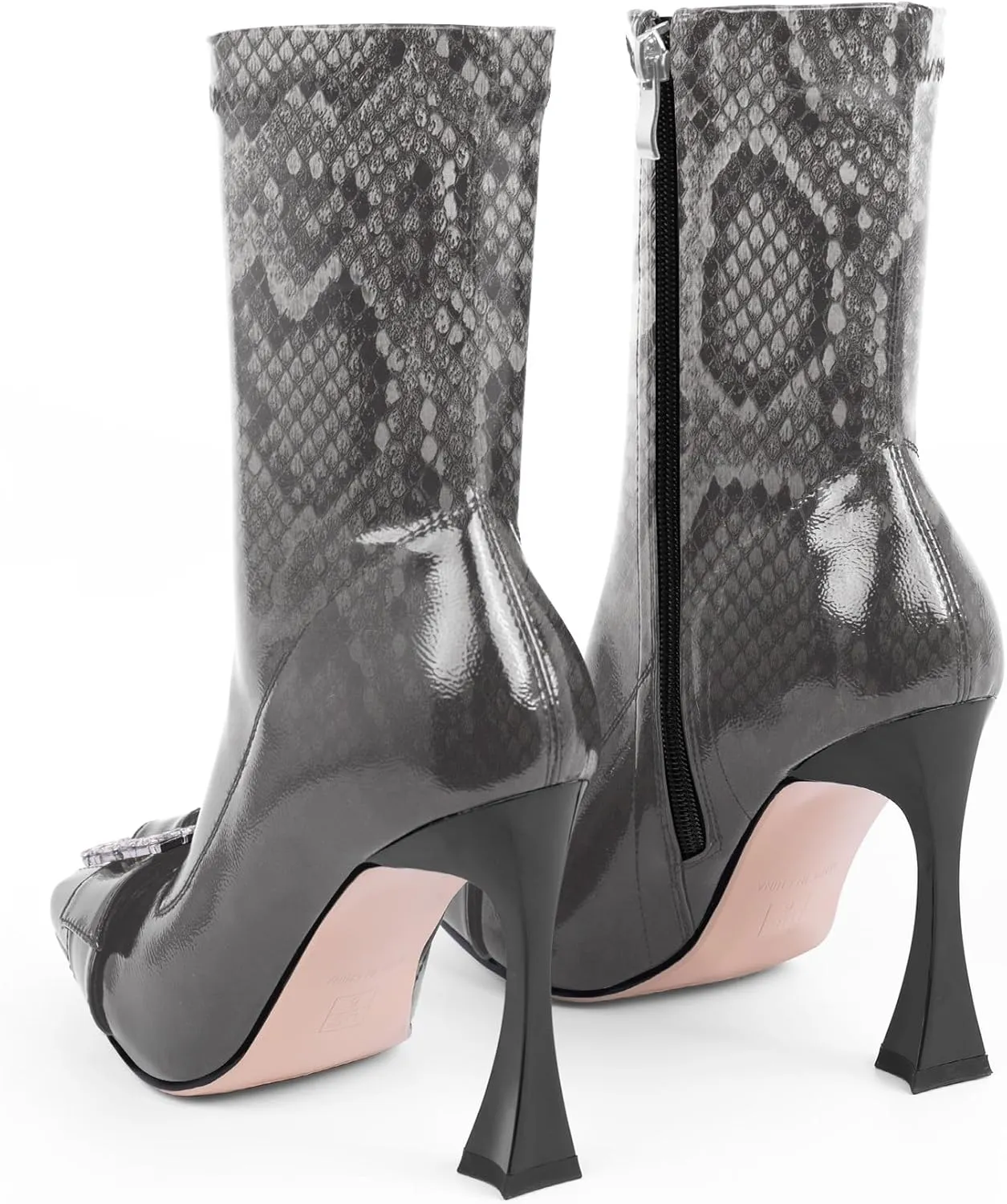 Women's Rhinestone Buckle Stiletto High Heel Ankle Boots Closed Toe Dress Party Booties