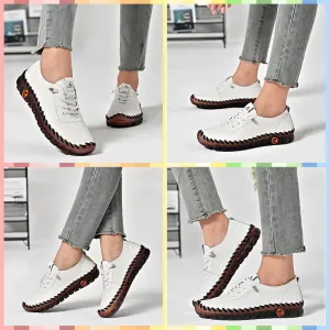Women's Soft Orthopedic Loafers – Handmade Slip-On Flats with Floral Embroidery, Cushioning, Arch Support, Anti-Slip Sole & All-Day Comfort