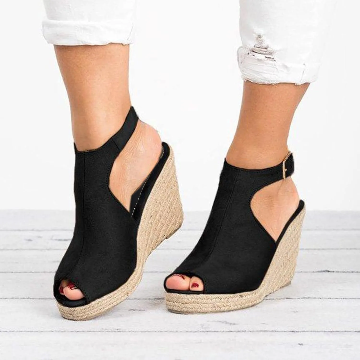 Women's Wedge Sandals Espadrille Platform Sandal High Heels Ankle Strap Open Toe Wedges Slingback Summer Dress Shoes