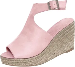 Women's Wedge Sandals Espadrille Platform Sandal High Heels Ankle Strap Open Toe Wedges Slingback Summer Dress Shoes